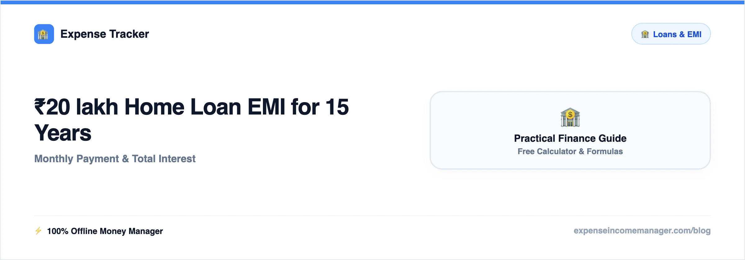 ₹20 lakh Home Loan EMI for 15 Years — EMI Breakdown ₹20 lakh Home Loan EMI for 15 Years — EMI breakdown chart with monthly payment and total interest