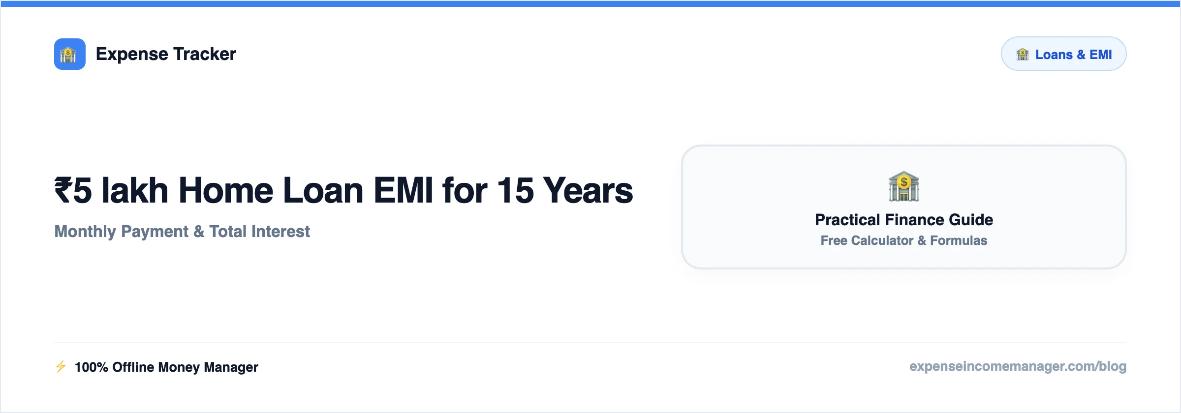 ₹5 lakh Home Loan EMI for 15 Years — EMI breakdown chart with monthly payment and total interest