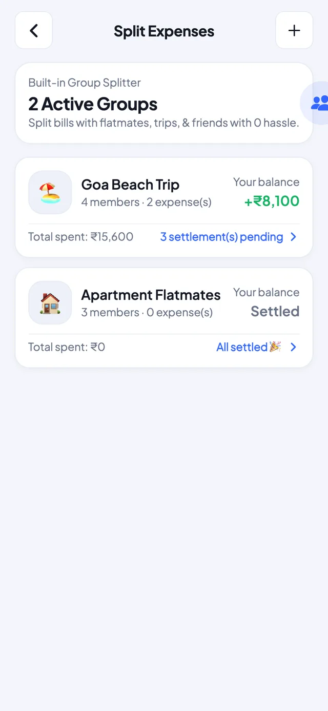 Splitwise alternative offline group bill splitting interface